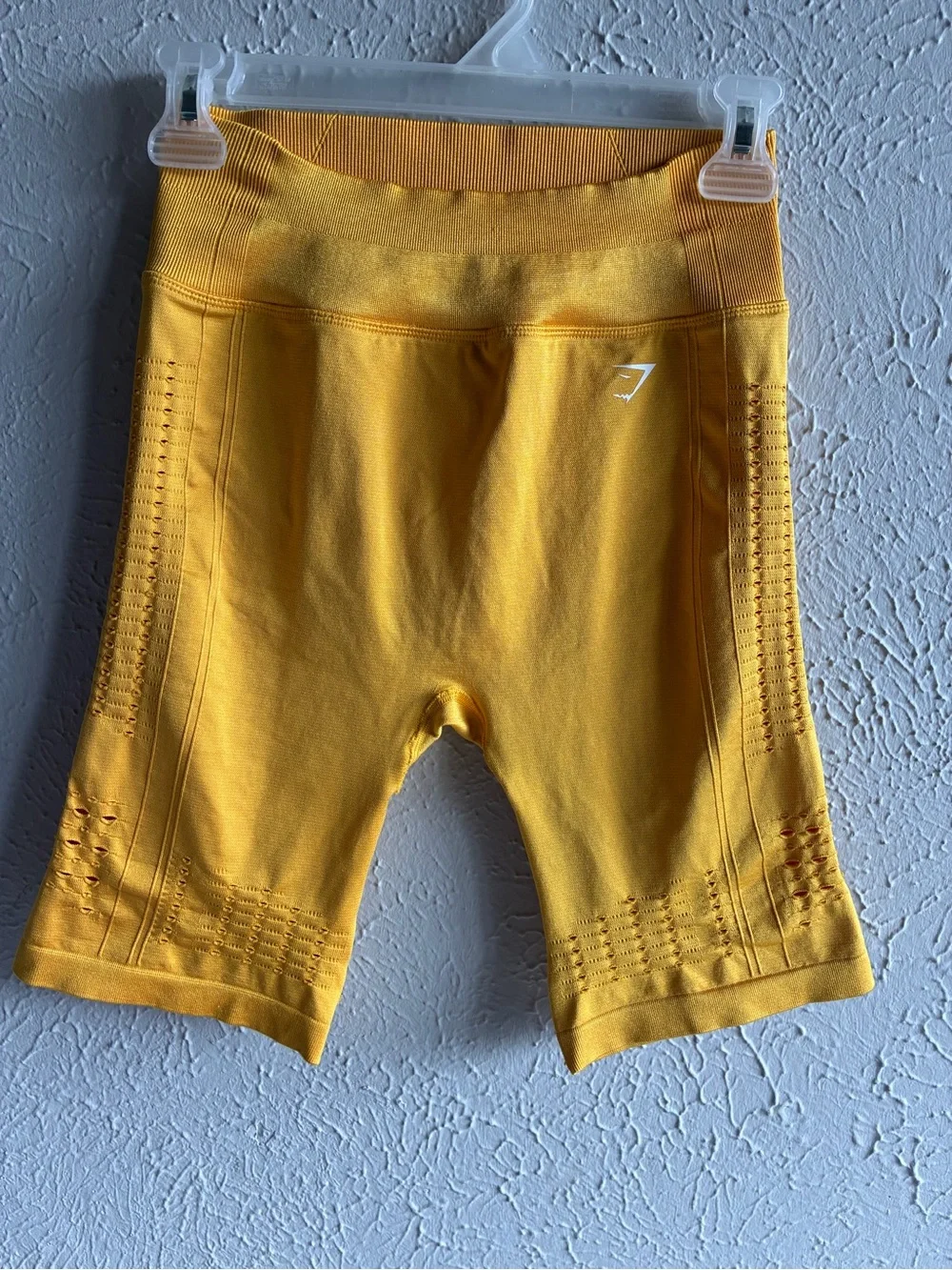 Gymshark Seamless Biker Shorts Women M .Mustard Yellow High Waisted Activewear.